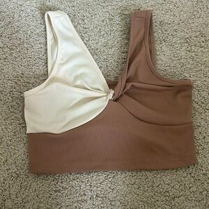brown and white tank